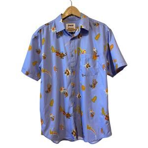 Rsvlts Men's‎ Polo Shirt Sz L Scooby-Doo All Over Print Kunuflex Button Up Golf